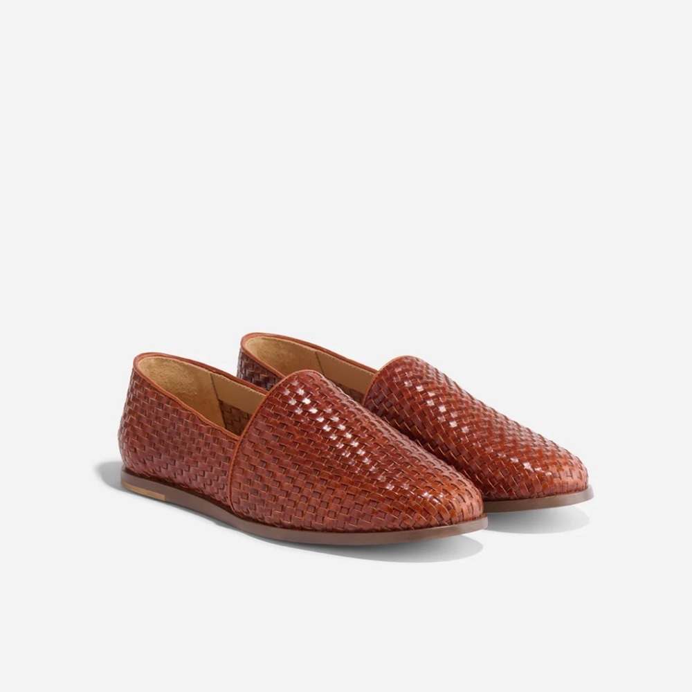 NEW Nisolo Alejandro slip on leather shoe woven brandy - Picture 11 of 13